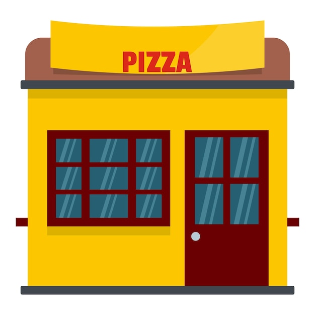 Vetor Ícone de loja de pizza ilustração plana do ícone vetor de loja de pizza para web