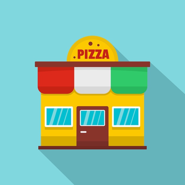 Vetor Ícone de loja de pizza ilustração plana do ícone vetor de loja de pizza para web