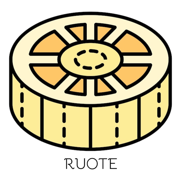 Ícone de macarrão ruote contorno ícone vetor de macarrão ruote cor plana isolada em branco