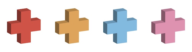 Ícone de mais em coleção de ilustrações vetoriais de estilo 3D