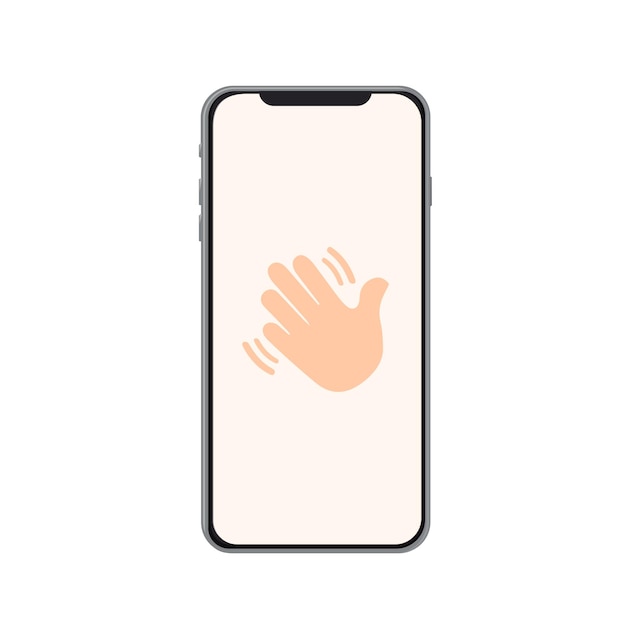 Ícone de mão no telefone olá, olá, acene com a mão limpa, mãos em movimento, parada de mão em movimento ícone de mão em movimento p
