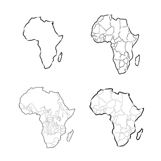 Ícone de mapa da áfrica isolado na ilustração vetorial de fundo branco