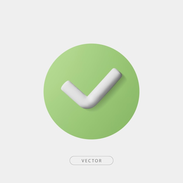 Ícone de marca de verificação de círculo verde 3D