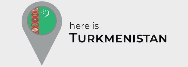 Ícone de marcador de mapa do turcomenistão aqui é a ilustração vetorial do turcomenistão