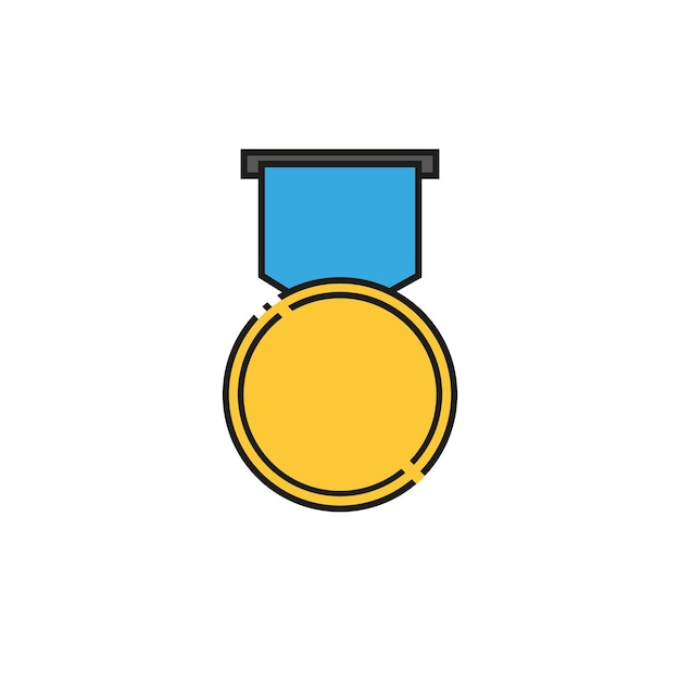 Ícone de medalha de ouro em design plano. ilustração vetorial de estoque