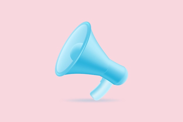 Ícone de megafone 3d conceito de tempo de marketing símbolos alto-falante mídia social publicidade e promoção 3d ilustração vetorial