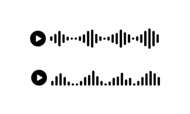 Ícone de mensagem de áudio de voz em preto. vetor eps 10. isolado no fundo branco.