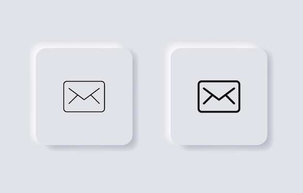 Ícone de mensagem símbolo de envelope de correio em neumorfismo ui neumórfico