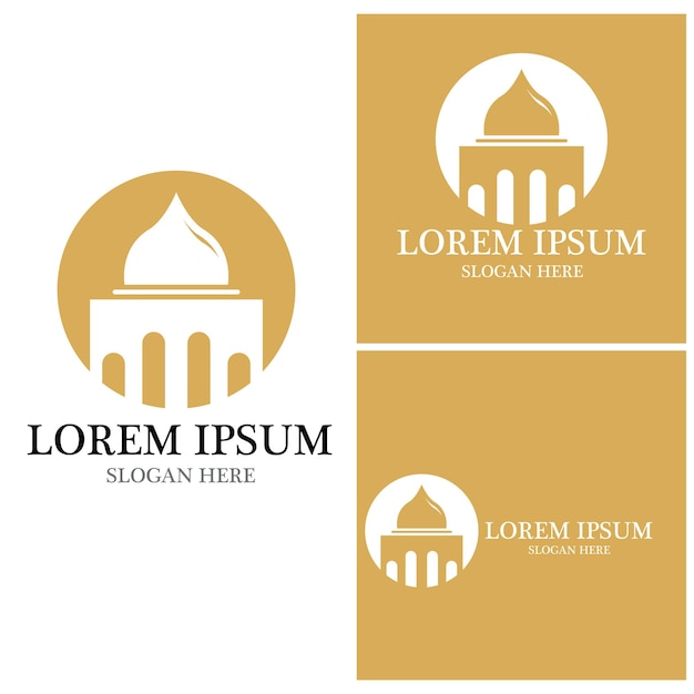Ícone de mesquita e modelo de vetor de símbolo