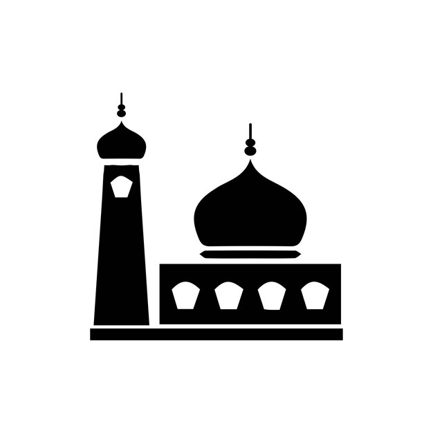 Vetor Ícone de mesquita simples lugar de adoração islâmico símbolos muçulmanos ilustração vetorial ícone de mesquita plana