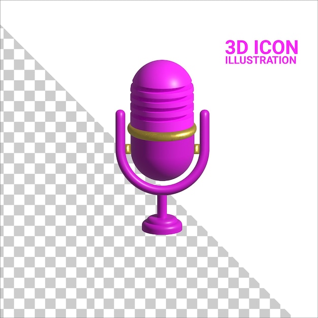 Ícone de microfone condensador de podcast isolado renderização 3d ilustração