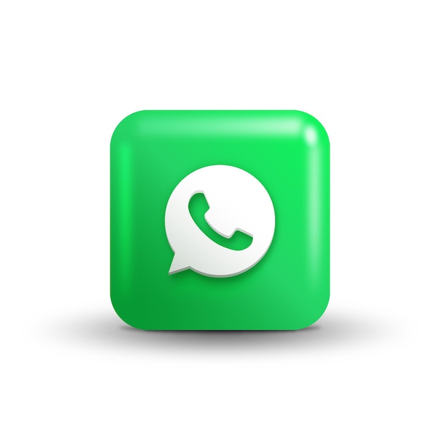 Vetor Ícone de mídia social do logotipo do whatsapp 3d e fundo do botão