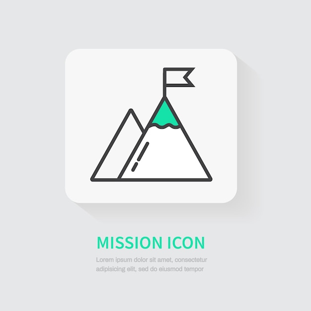 Ícone de missão conceito de negócio ícone plano para aplicativos e sites ilustração vetorial