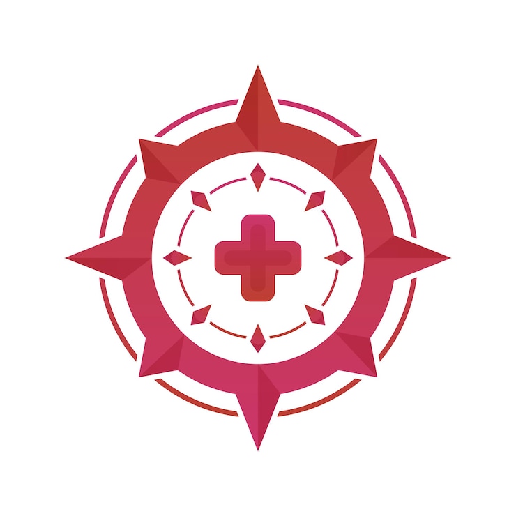 Vetor ícone de modelo de design de elemento de logotipo de bússola médica