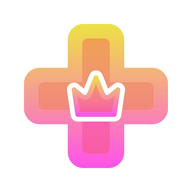 Ícone de modelo de design de logotipo gradiente de coroa médica