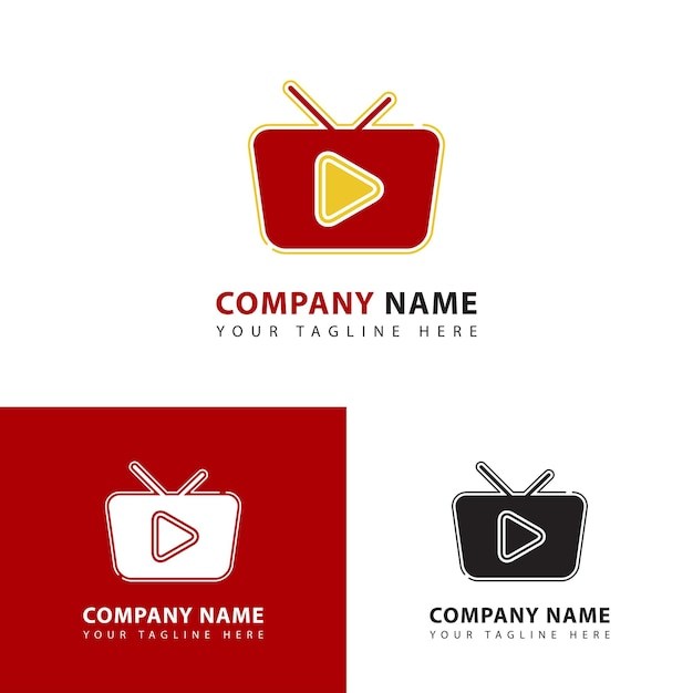 Ícone de modelo de design de vetor de logotipo de TV Modern Play reproduzir streaming de filme de vídeo nos negócios