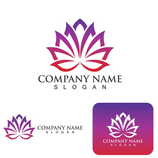 Ícone de modelo do logotipo de design de flores de lótus de vetor de beleza