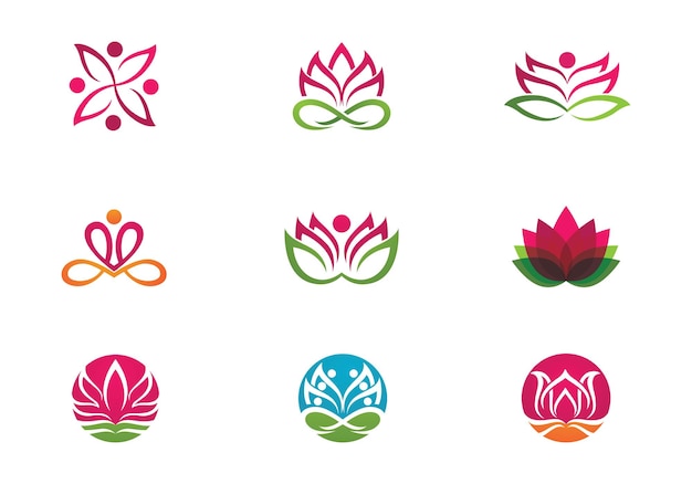 Ícone de modelo do logotipo do vetor de flores de lótus de beleza