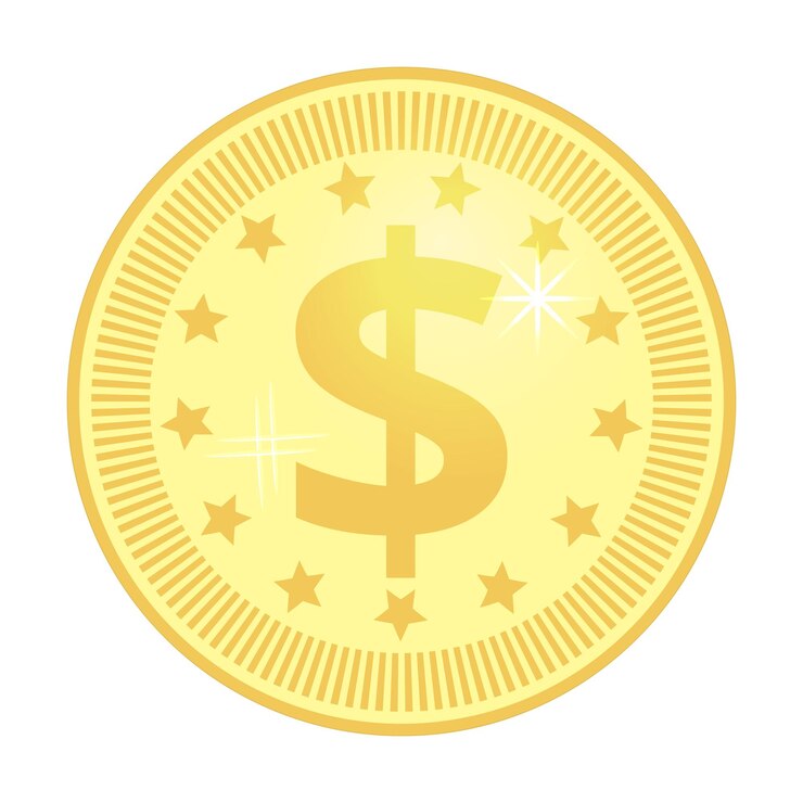 Vetor ícone de moeda de ouro de dólar vetor