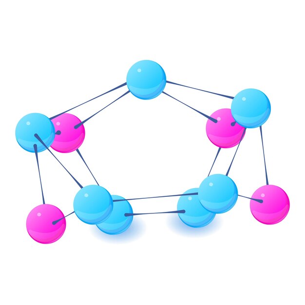 Vetor Ícone de molécula complexa ilustração isométrica do ícone vetorial de molécula complexa para web