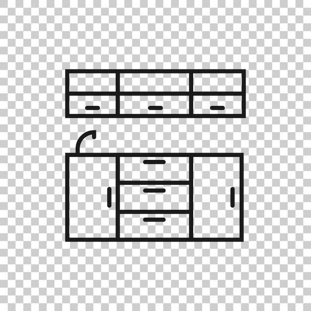 Vetor Ícone de móveis de cozinha em estilo plano ilustração vetorial de cozinha em fundo branco isolado conceito de negócio de sala de cozinha