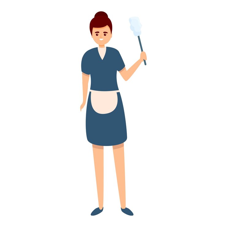 Vetor ícone de mulher de limpeza doméstica desenho animado de ícone vetor de mulher de limpeza doméstica para web design isolado em fundo branco