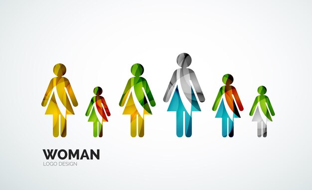 Ícone de mulher de logotipo abstrato de cor