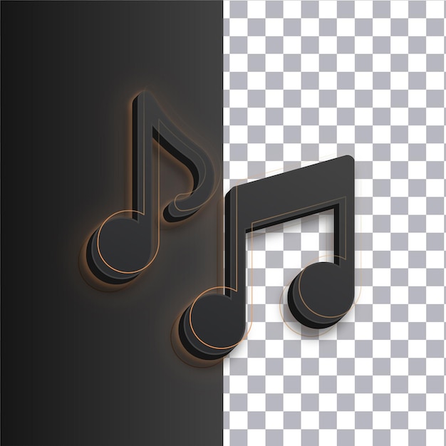 Ícone de música escura personalizável com linhas de brilho dourado em fundo transparente