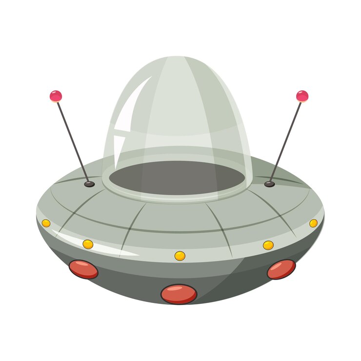 Vetor ícone de nave espacial ufo em estilo de desenho animado em um fundo branco