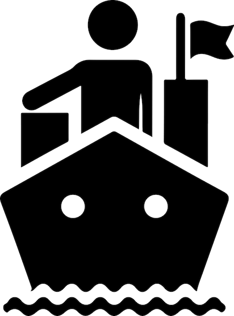 Ícone de navio mercante clipart silhueta vetorial de cor preta silhueta de fundo branco 20