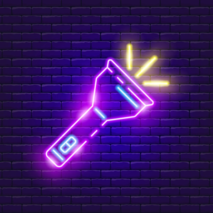 Vetor ícone de neon de lanterna ilustração vetorial para o design de folheto de folheto de promoção de site de publicidade conceito de iluminação