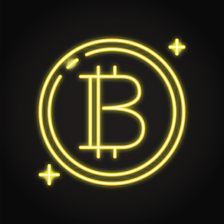 Vetor ícone de néon do símbolo de bitcoin