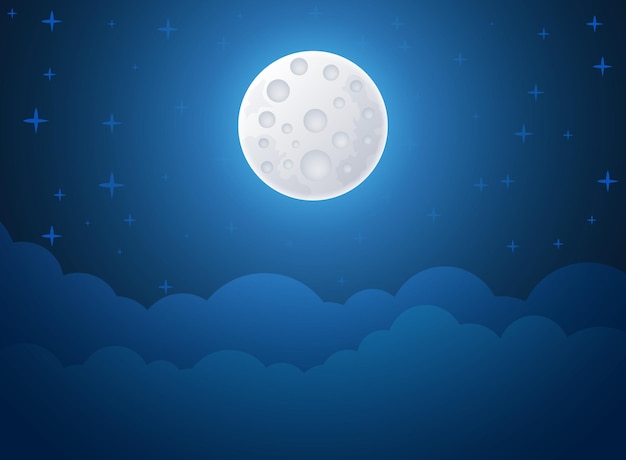 Ícone de noite de lua cheia em estilo plano ilustração vetorial de paisagem lunar em fundo isolado astrologia sinal conceito de negócio
