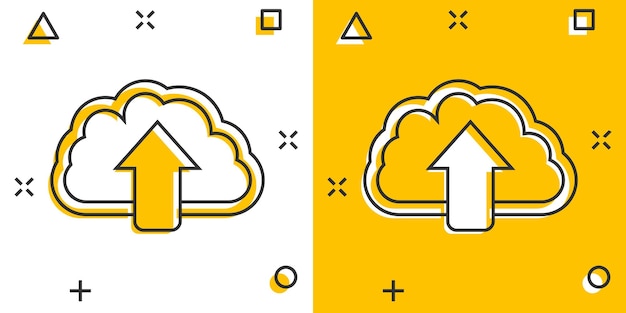 Ícone de nuvem de desenho vetorial em estilo cômico pictograma de ilustração de sinal de nuvem conceito de efeito de respingo de negócios de enxame