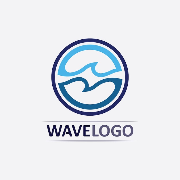 Ícone de onda e negócio de logotipo de design de ilustração vetorial gota de água