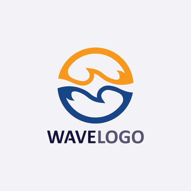 Ícone de onda e negócio de logotipo de design de ilustração vetorial gota de água