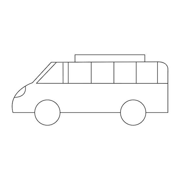 Ícone de ônibus, serviço de transporte, ilustração vetorial. van ícone isolado no fundo branco. arte de linha.