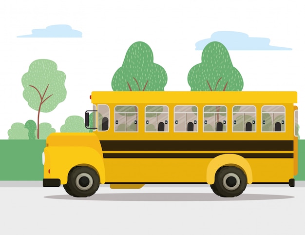 Ícone de ônibus, transporte escolar veículo educação estudo lição e classe