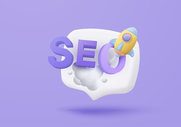 Ícone de otimização de SEO 3D para marketing de mídia social Interface para planejamento de pesquisa estratégia de análise web Estratégia de SEO 3d botões ícone de renderização vetorial ilustração