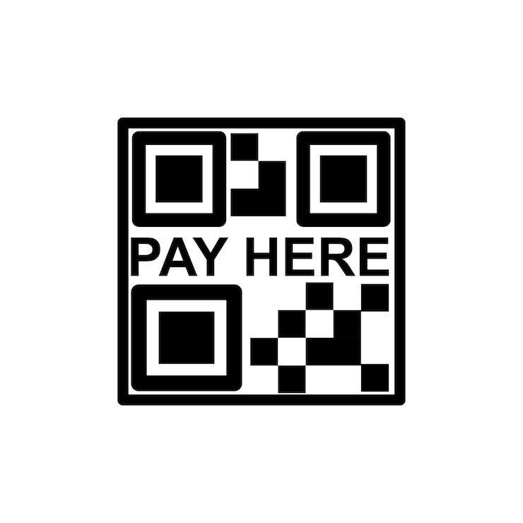 Vetor ícone de pagamento aqui símbolo de pagamento aqui desenho de elemento de pagamento digital usando pagamento de código qr pagamento rápido