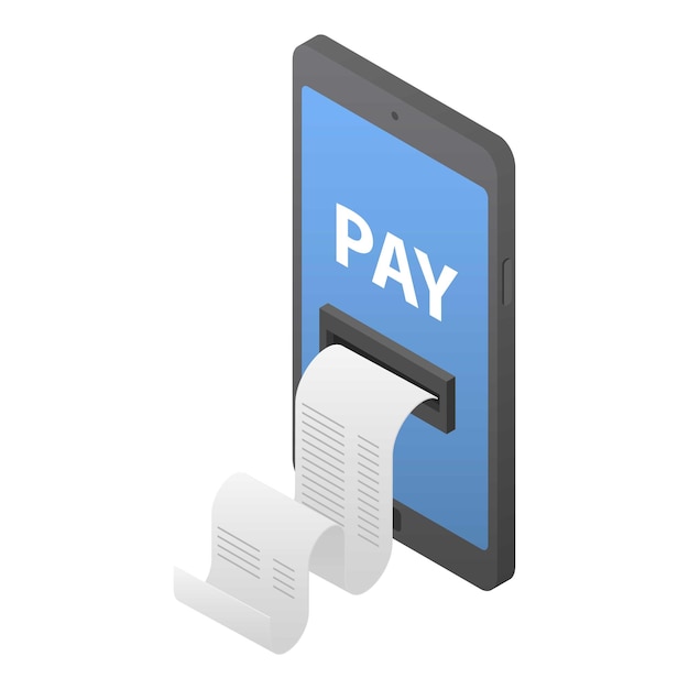 Vetor Ícone de pagamento móvel isométrico de ícone de vetor de pagamento móvil para design web isolado em fundo branco