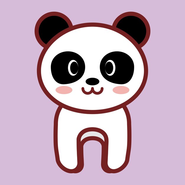 Ícone de panda kawaii sobre fundo roxo