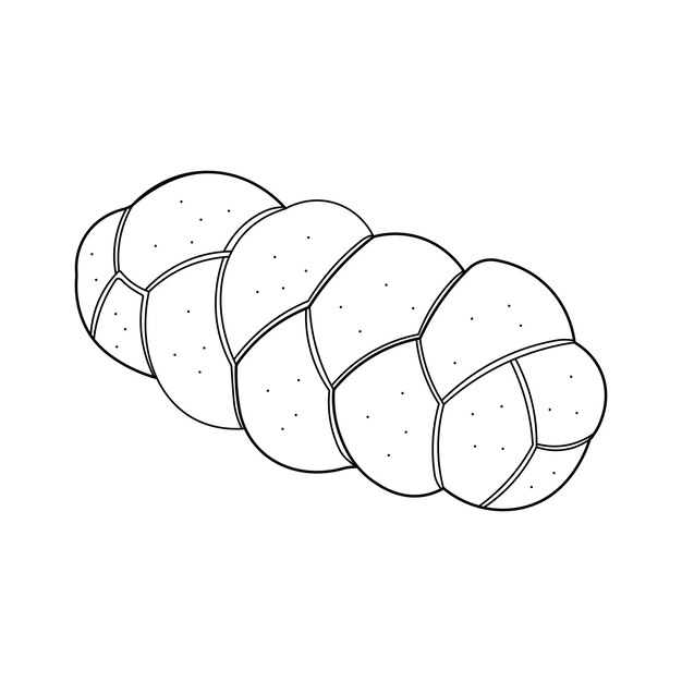 Vetor Ícone de pão challah desenhado à mão ilustração vetorial de desenho animado isolada em fundo branco