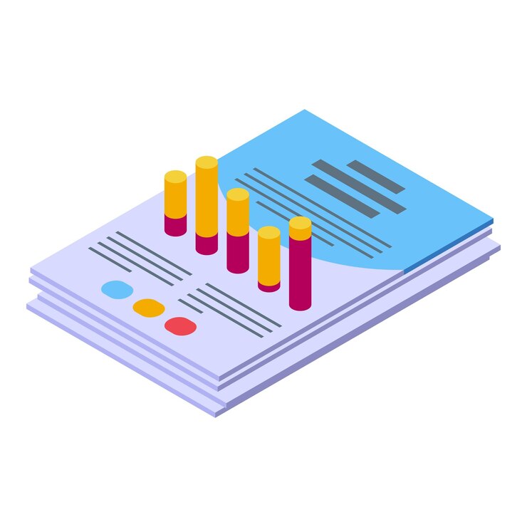 Vetor ícone de papel gráfico de relatório isométrico do ícone vetor de papel gráfico de relatório para web design isolado em fundo branco