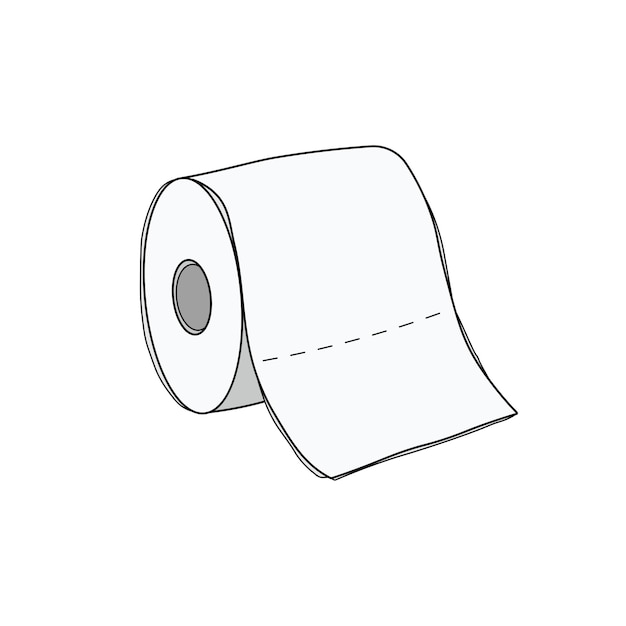 Ícone de papel higiênico de ilustração vetorial de desenhos animados no estilo doodle