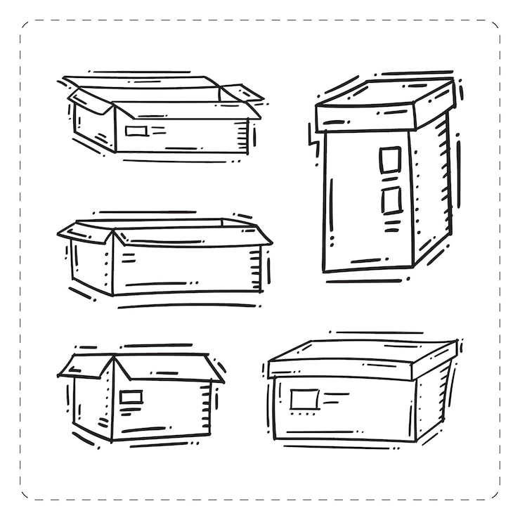 Vetor ícone de papelão desenhado à mão em estilo doodle