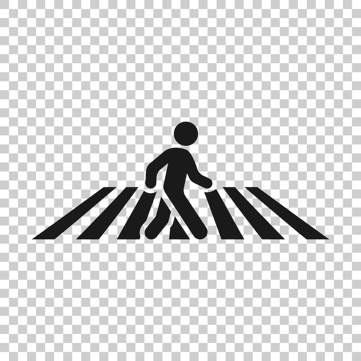 Vetor ícone de passagem de pedestres em estilo plano ilustração vetorial de sinais de passarela de pessoas em fundo branco isolado conceito de negócio de navegação
