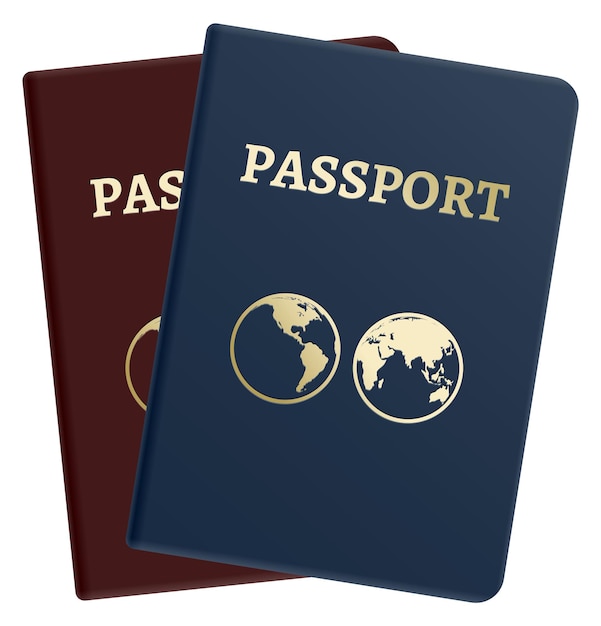 Ícone de passaportes capa de documento de identidade internacional realista