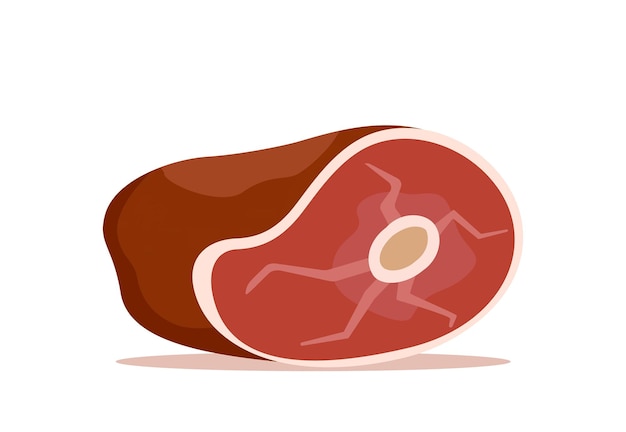 Ícone de pedaço grande de carne crua vermelha fresca para açougue ilustração vetorial em estilo simples
