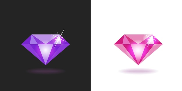 Ícone de pedra de gema de diamante gráfico 3d ou gema preciosa brilhante ilustração de clipart de diamante joia rosa